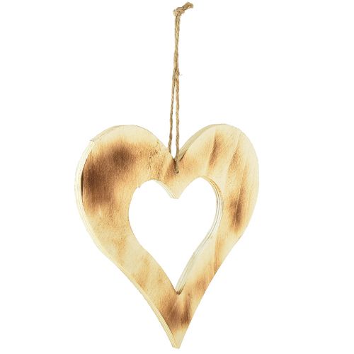 Artikel Decoratieve harten hout om op te hangen hart in hart gebrand 20cm 3st