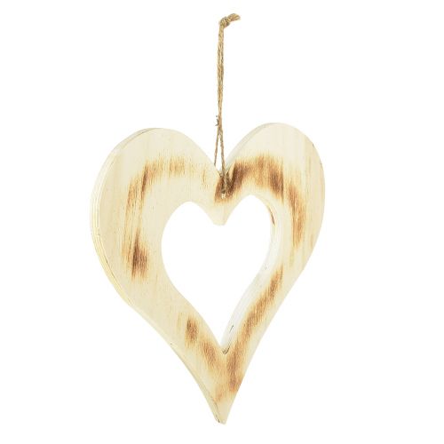 Floristik24 Decoratief hart houten sierhart in hartverbrand naturel 25x25cm