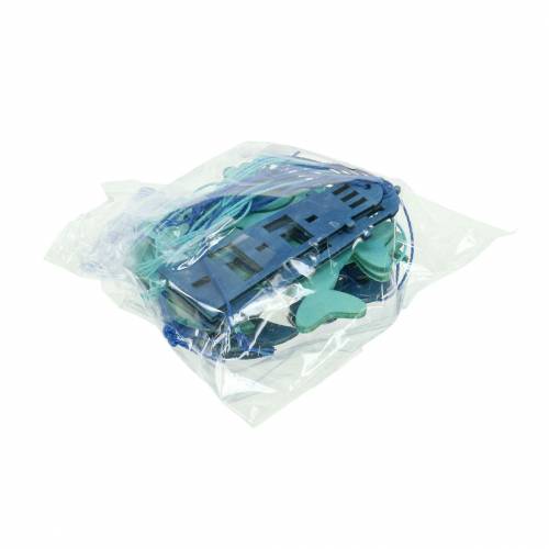 Floristik24 Maritieme decoratie om op te hangen Hout Lichtblauw, Donkerblauw Gesorteerd 8cm 12st