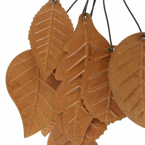 Decoratiehanger herfstbladeren patina metaal H25cm 2st