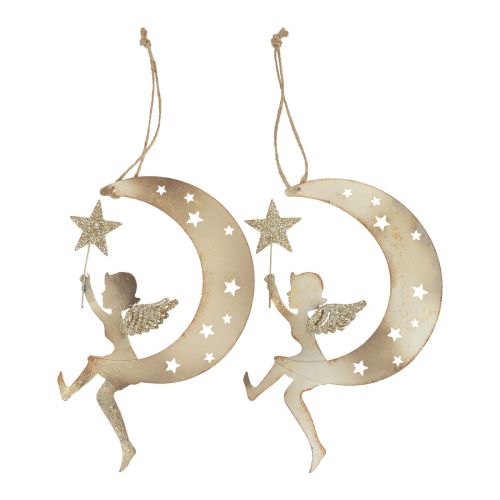 Artikel Engel hanger ster kerstdecoratie om op te hangen H19cm 2 stuks