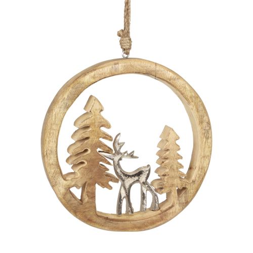 Hangdecoratie raam Kerstdecoratie rendierhout decoratie 19,5cm