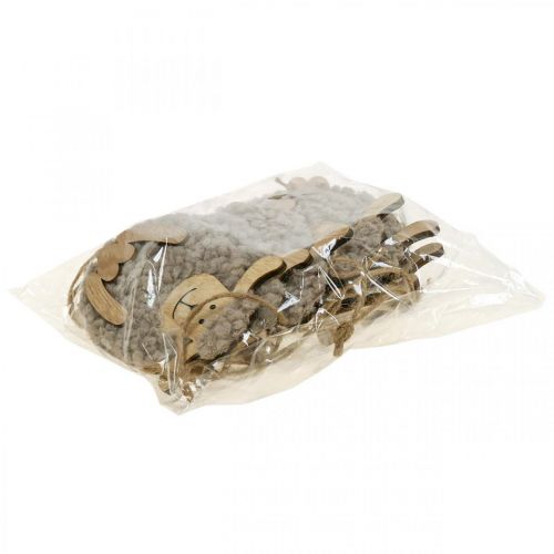 Floristik24 Paasdecoratie schapenhanger hout fluffy 8,5×1,5×20cm 6st