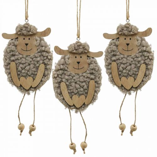 Floristik24 Paasdecoratie schapenhanger hout fluffy 8,5×1,5×20cm 6st