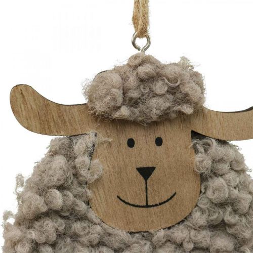 Artikel Paasdecoratie schapenhanger hout fluffy 8,5×1,5×20cm 6st