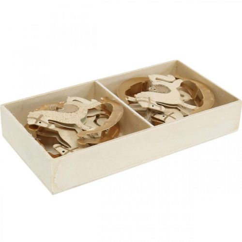 Floristik24 Deco Hobbelpaard Kerst Metaal Crème Bruin 6st