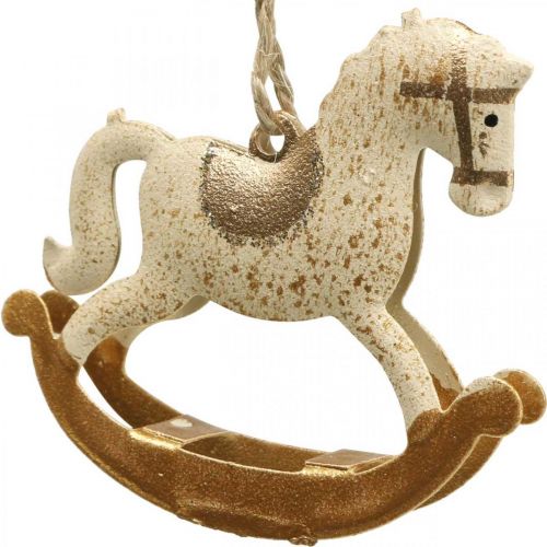 Floristik24 Deco Hobbelpaard Kerst Metaal Crème Bruin 6st