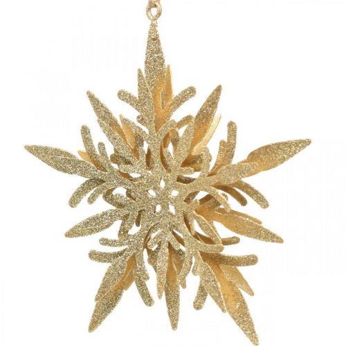 Floristik24 Sneeuwvlok, kerstboomversiering, raamdecoratie kerst goud 12cm 4st