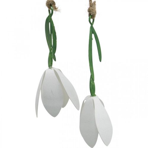 Floristik24 Decoratieve tak met bloesems, lente, sneeuwklokjes om op te hangen, metalen bloesems L48cm B90cm