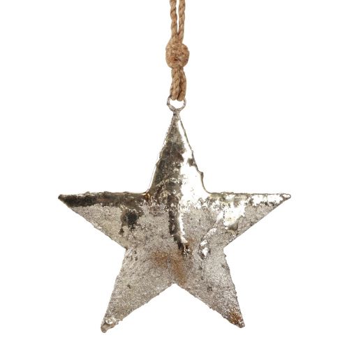 Hangdecoratie ster metaal kerstdecoratie zilver 15,5cm 3st