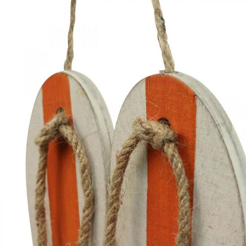 Artikel Decoratieve slippers hangdecoratie maritiem oranje/blauw H15cm 3 st