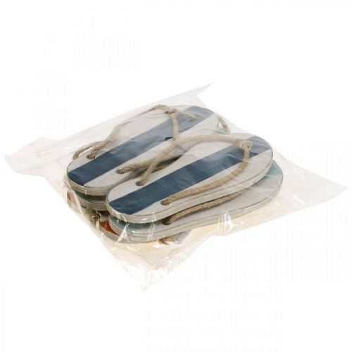 Artikel Decoratieve slippers hangdecoratie maritiem oranje/blauw H15cm 3 st