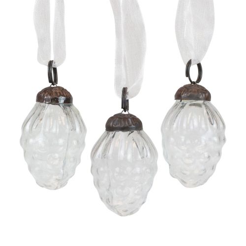 Floristik24 Kerstdecoraties glazen decoratieve hangers glazen kegels 3×4,5 cm 12 st