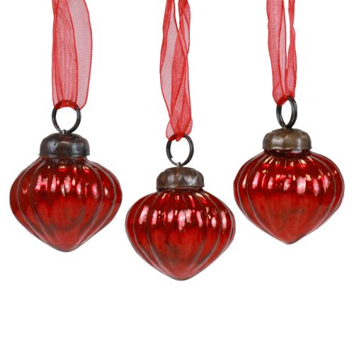 Floristik24 Kerstversiering glas decoratieve hangers glas rood 3,5×4cm 12 st