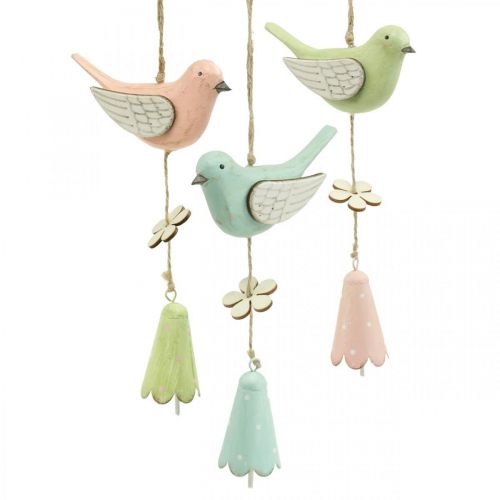 Floristik24 Decoratief Vogels Hout om op te hangen Vogel met bloem Mobiel H30cm 3st