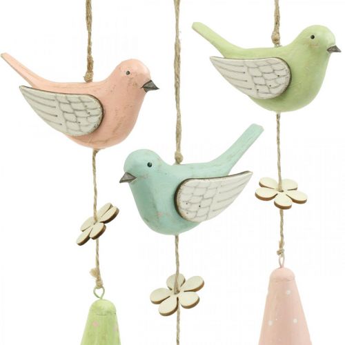 Floristik24 Decoratief Vogels Hout om op te hangen Vogel met bloem Mobiel H30cm 3st