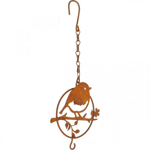 Artikel Metalen vogel om op te hangen, voederplaats, vogel met haak patina 11,5×13cm