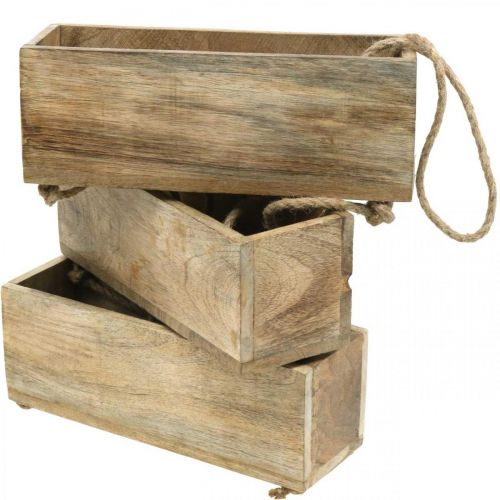 Floristik24 Plantenbakken aan een touw, hangende plank om te planten, houtdecoratie natuurlijke kleuren L98cm B30cm
