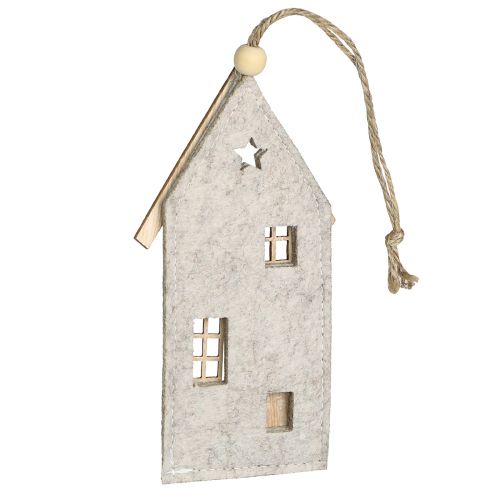 Artikel Huisje om op te hangen kerstviltdecoratie beige 15cm 6 st