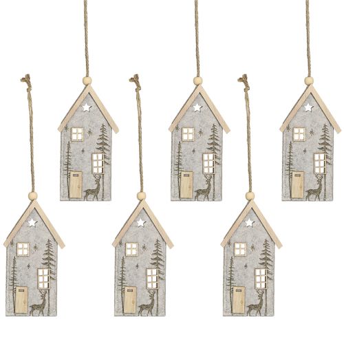 Artikel Huisje om op te hangen kerstviltdecoratie beige 15cm 6 st