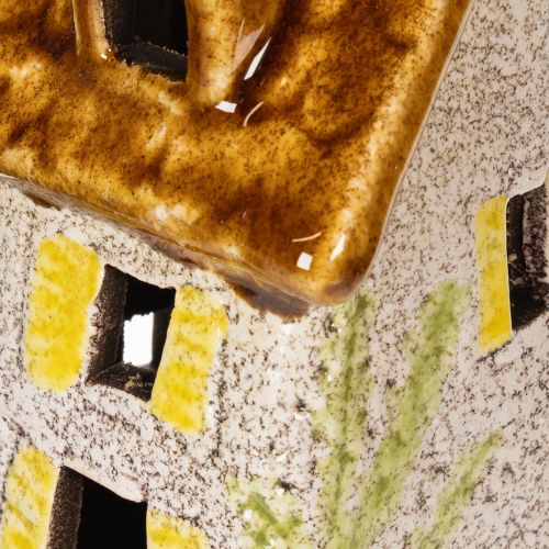 Artikel Rustiek keramisch huisje met heldere ledverlichting, ideaal als sfeervolle tafeldecoratie, 15 cm, 2 stuks