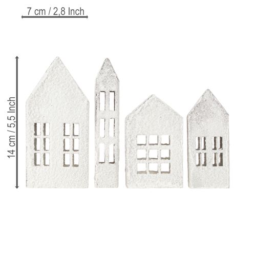 Artikel Miniatuurhuisjes voor interieurdecoratie en sfeer, zeer decoratief, tijdloos design voor in huis, 14 cm, 4 stuks