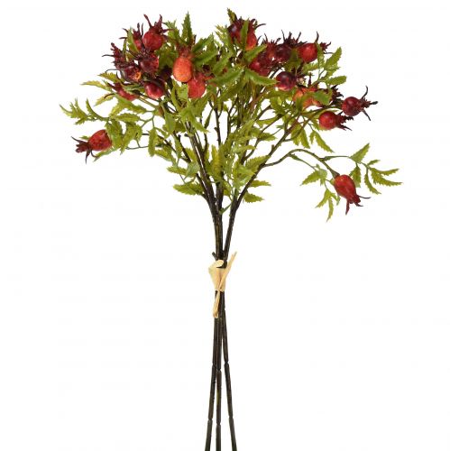 Artikel Rozenbotteldecoratie rode kunstrozenbotteltakken 48 cm 3 stuks