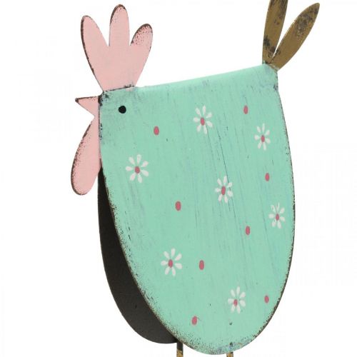 Floristik24 Decoratieve haan metalen decoratie Pasen Turquoise, Gouden H18.5cm