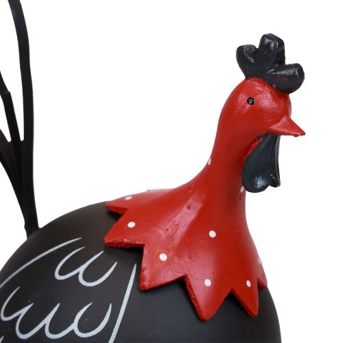 Artikel Haan Paasdecoratie metalen decoratie kip zwart rood H13,5cm