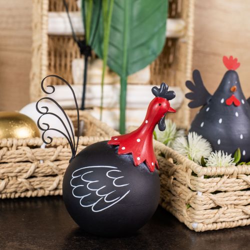 Artikel Haan Paasdecoratie metalen decoratie kip zwart rood H13,5cm