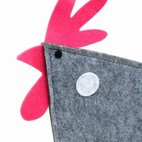 Floristik24 Decoratieve haan van vilt met stippen grijs, wit, roze 30cm x 5cm H31.5cm Paasdecoratie, etalage