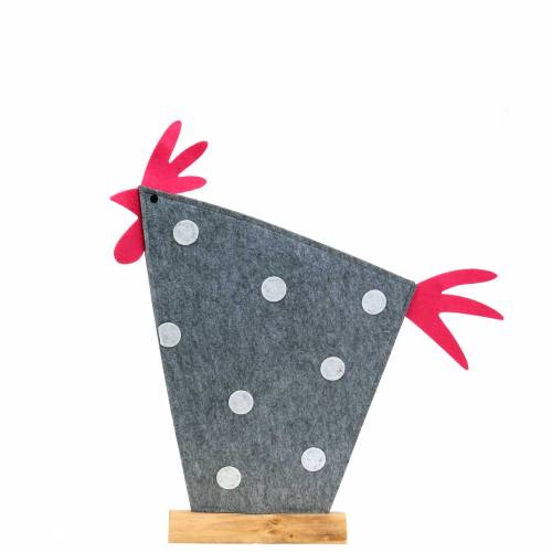 Floristik24 Decoratieve haan van vilt met stippen grijs, wit, roze 30cm x 5cm H31.5cm Paasdecoratie, etalage