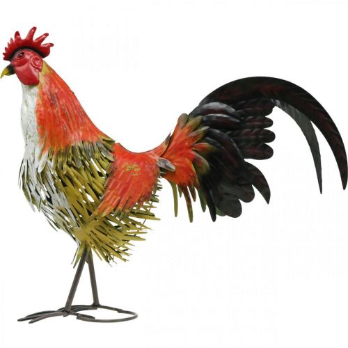Floristik24 Decoratieve haan metaal kleurrijke tuindecoratie figuur metalen decoratie 58×13×50cm