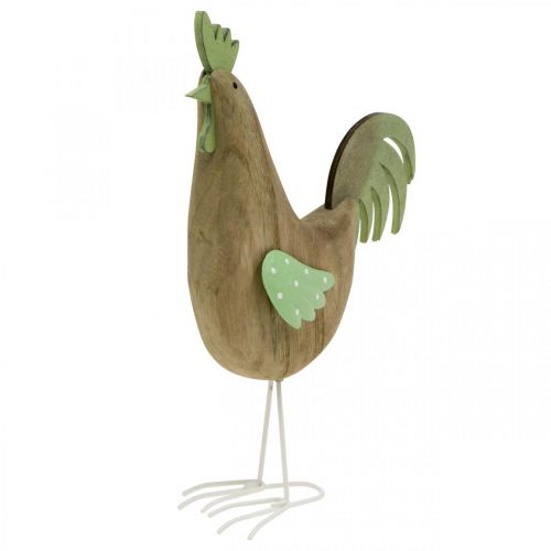Decoratief beeld haan hout, metaal groen tafeldecoratie Pasen H23cm | Floristik24.nl