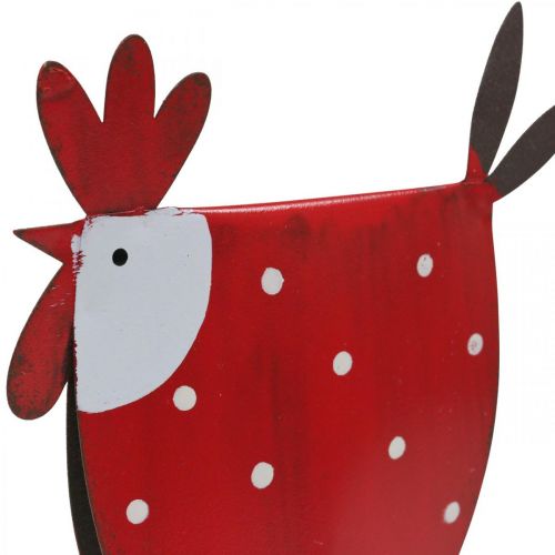 Floristik24 Decoratief Haan Metaal Rood, Wit Pasen Decoratie H18.5cm Assorti 2st