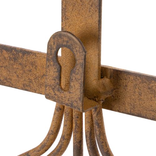 Haakrail voor tuingereedschap, tuindecoraties, hark, spade en schoffel; metalen kapstok van roestig metaal, L33,5cm | Floristik24.nl