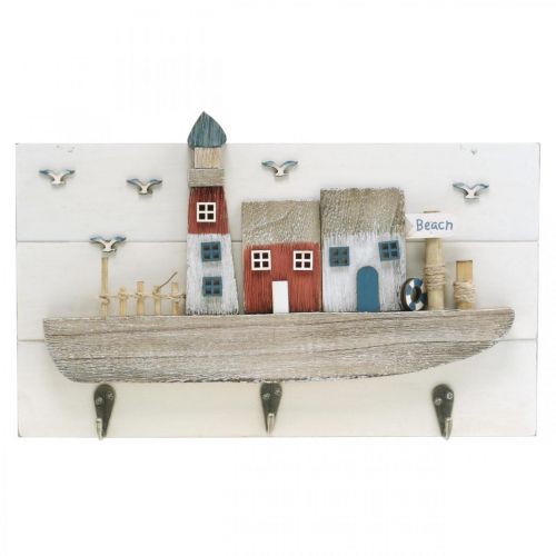 Floristik24 Strandgarderobe, maritieme houten decoratie, boothaakrek Shabby Chic L33cm