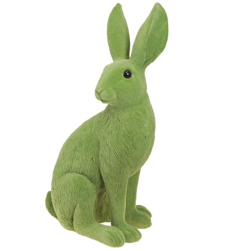 Floristik24 Konijntje Groen Zittend Paashaas Decoratie Gevlokt 16×13×35cm