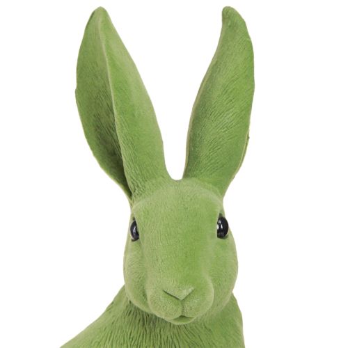 Floristik24 Konijntje Groen Zittend Paashaas Decoratie Gevlokt 16×13×35cm