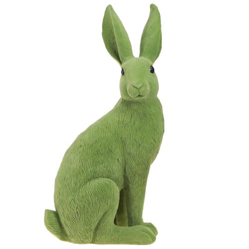 Floristik24 Konijntje Groen Zittend Paashaas Decoratie Gevlokt 16×13×35cm
