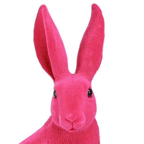 Floristik24 Konijntje roze decoratieve paashaas zittend gevlokt 16×13×35cm