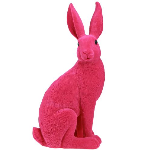 Floristik24 Konijntje roze decoratieve paashaas zittend gevlokt 16×13×35cm