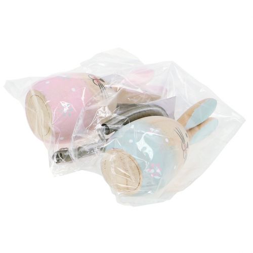 Floristik24 Konijntje met veer om op te hangen roze, blauw 9cm - 9,5cm