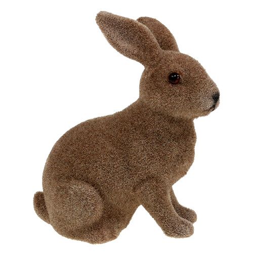 Artikel Konijn gevlokt bruin 11cm, 13,5cm 6 st