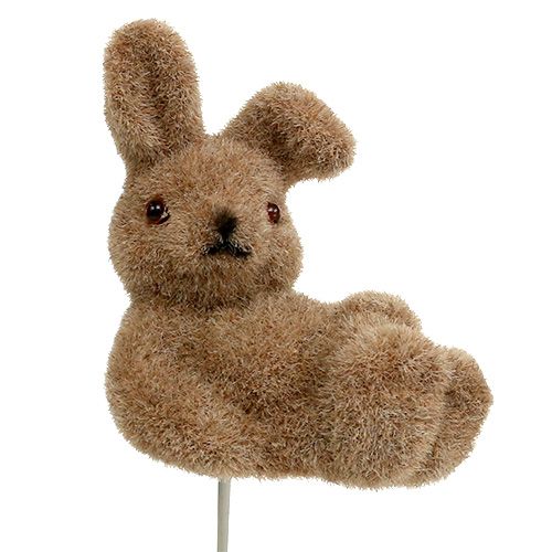 Artikel Konijntje gevlokt op draad bruin 4cm - 6cm 12 st