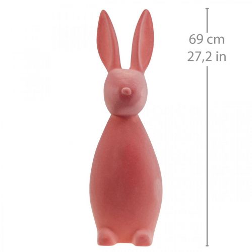 Floristik24 Decoratieve Paashaas – 2e keus – Gevlokt Oranje Abrikoos H69cm