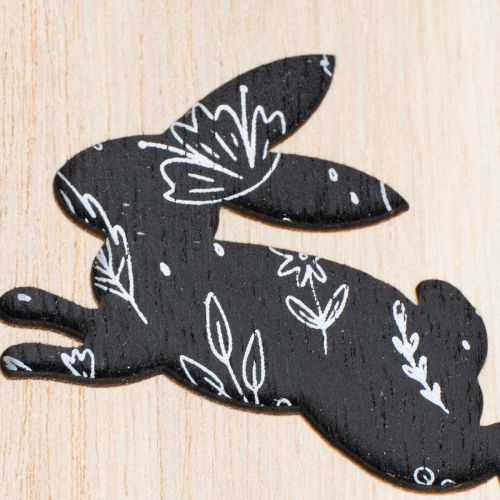 Artikel Houten paaseieren om op te hangen, wit en zwart, 10 cm, 6 stuks