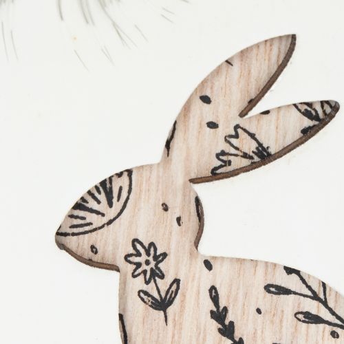 Artikel Houten paaseieren om op te hangen, wit en zwart, 10 cm, 6 stuks