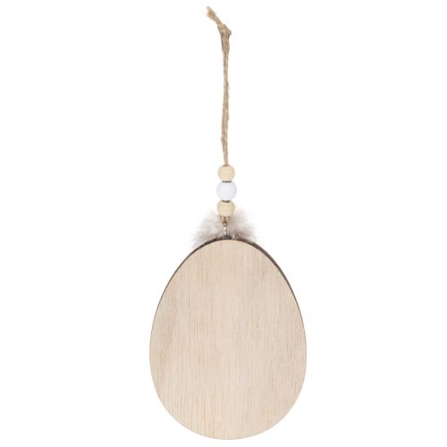 Artikel Houten paaseieren om op te hangen, wit en zwart, 10 cm, 6 stuks
