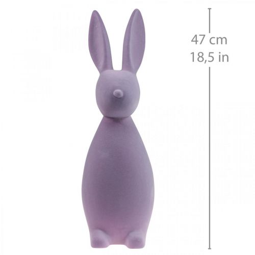 Artikel Decoratieve Paashaas – 2e keus – Gevlokt Lila H47cm